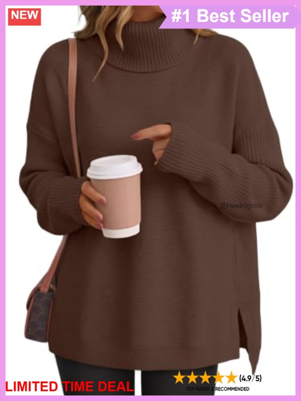 Turtleneck Oversized Sweater Viscose Blend Pullover Fall Layer